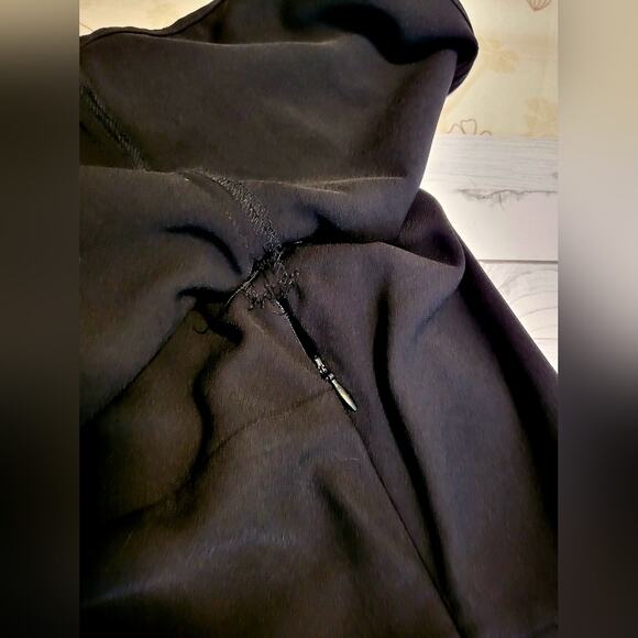 MNG Casual Black Fit + Flare, Floating Top, Sleeveless Bejeweled Shoulder Dress - Picture 7 of 8